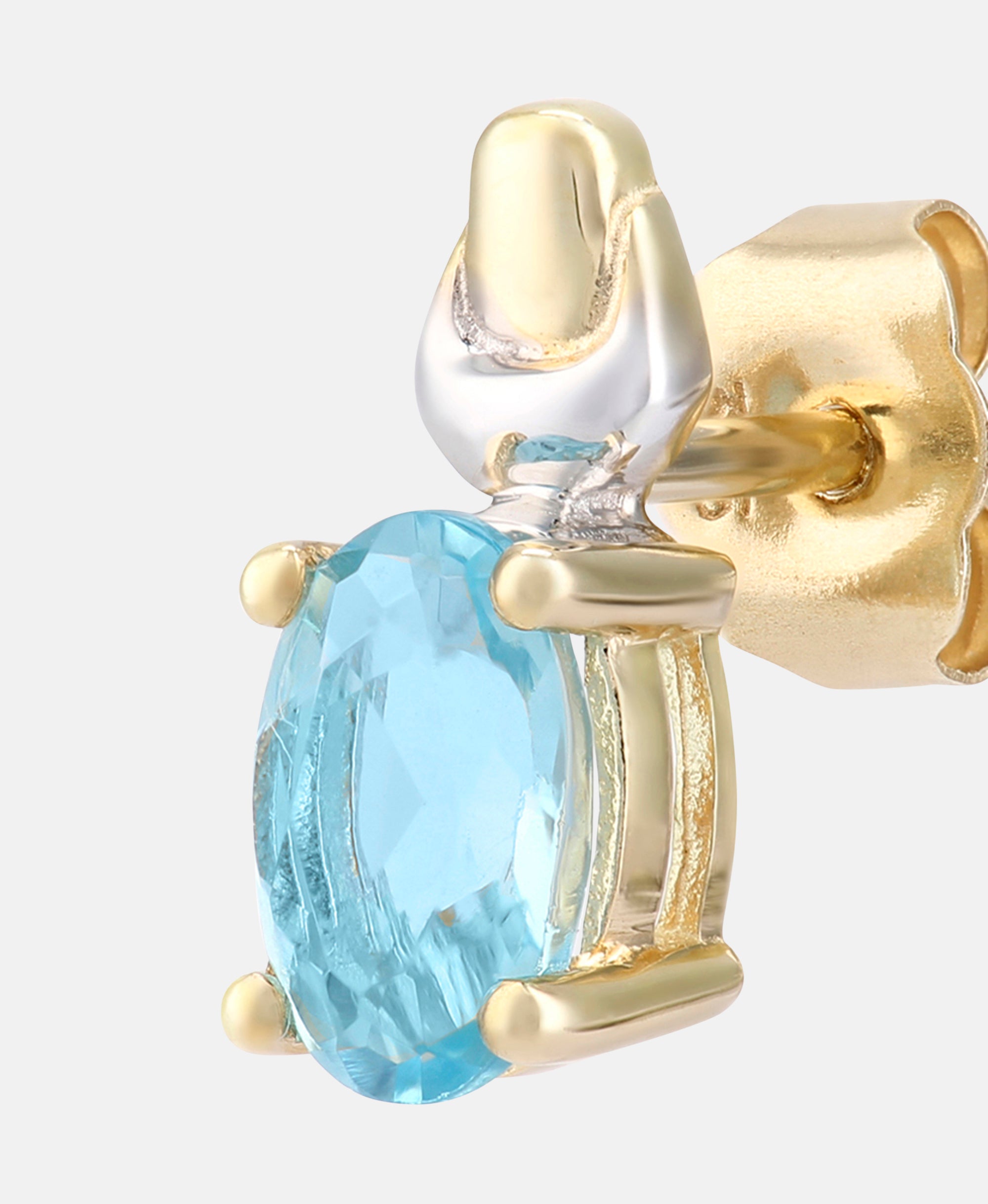 Ohrringe aus 375 Gelbgold mit Zirkonia mit Aquamarin