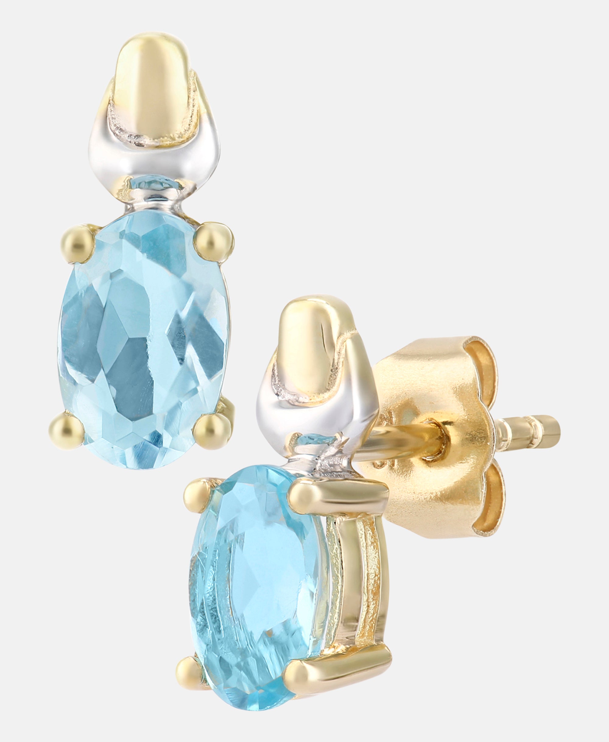 Ohrringe aus 375 Gelbgold mit Zirkonia mit Aquamarin