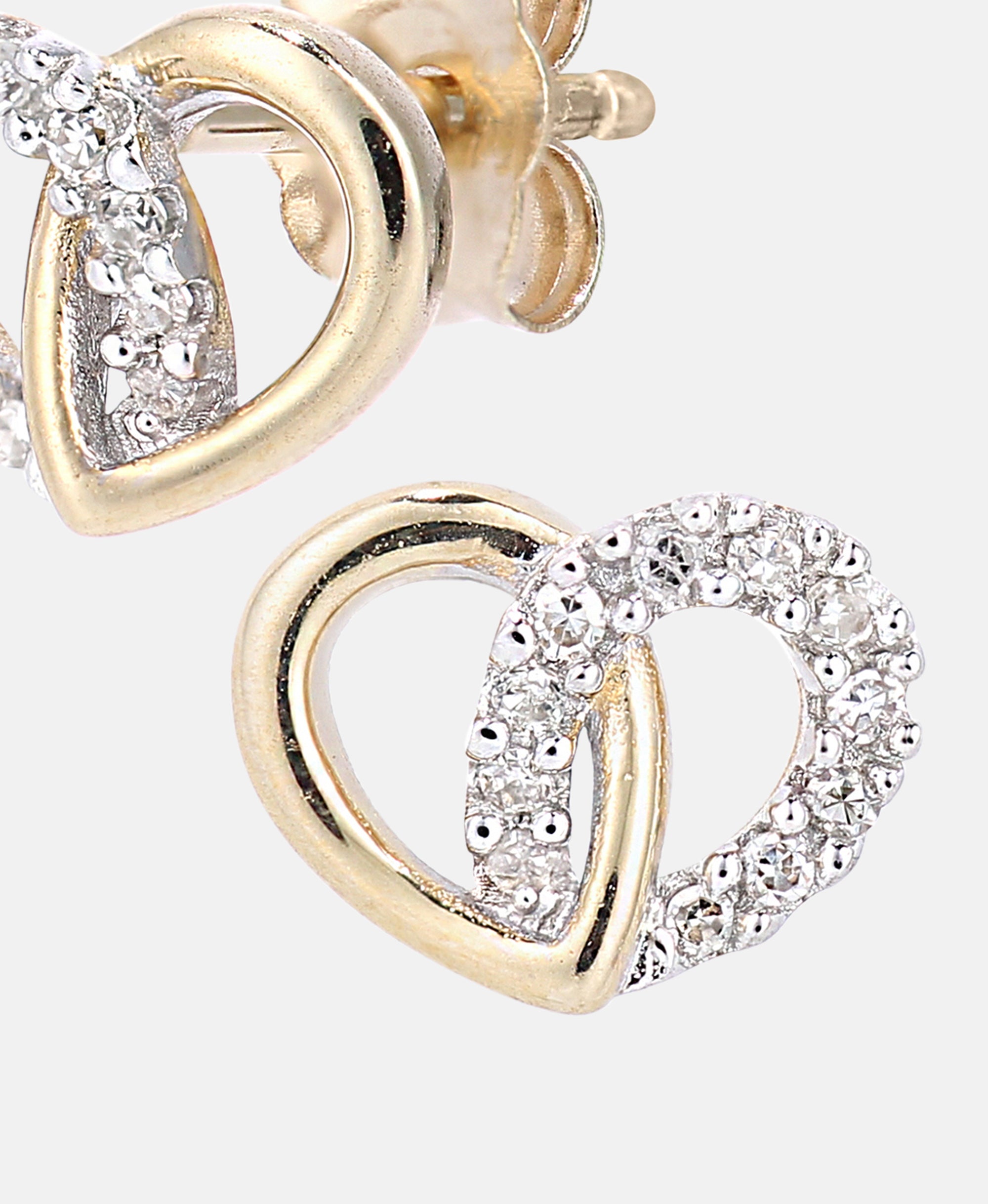 Ohrstecker aus 375 Gelbgold mit Diamant Herz-Design