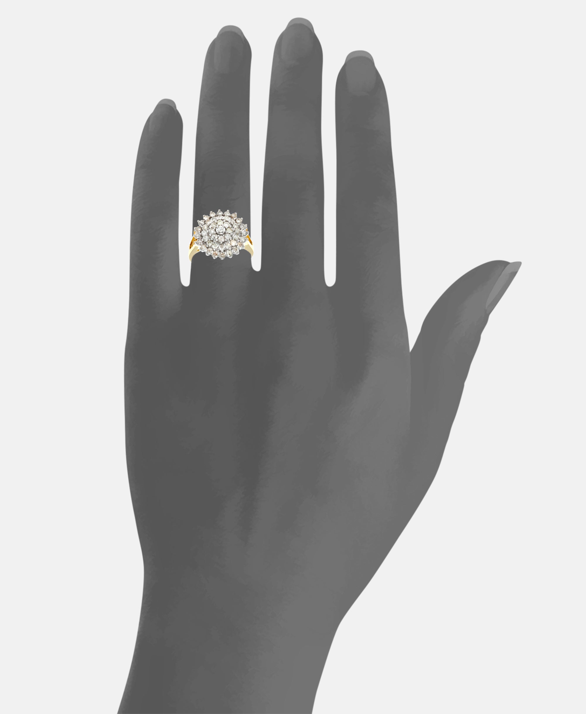 Cluster-Ring aus 750 Gelbgold mit Diamant
