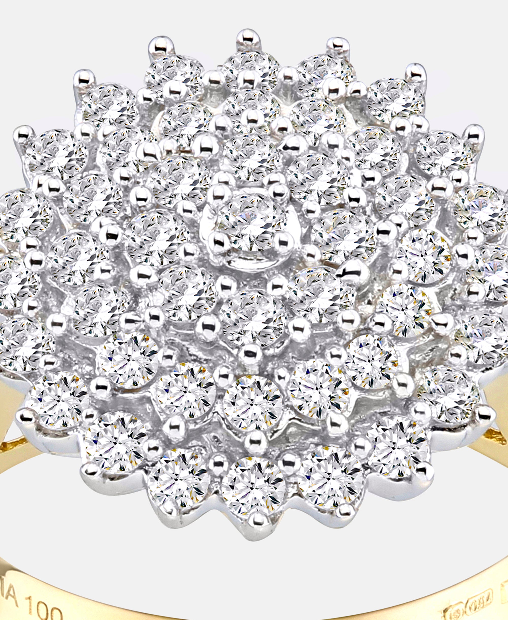 Cluster-Ring aus 750 Gelbgold mit Diamant