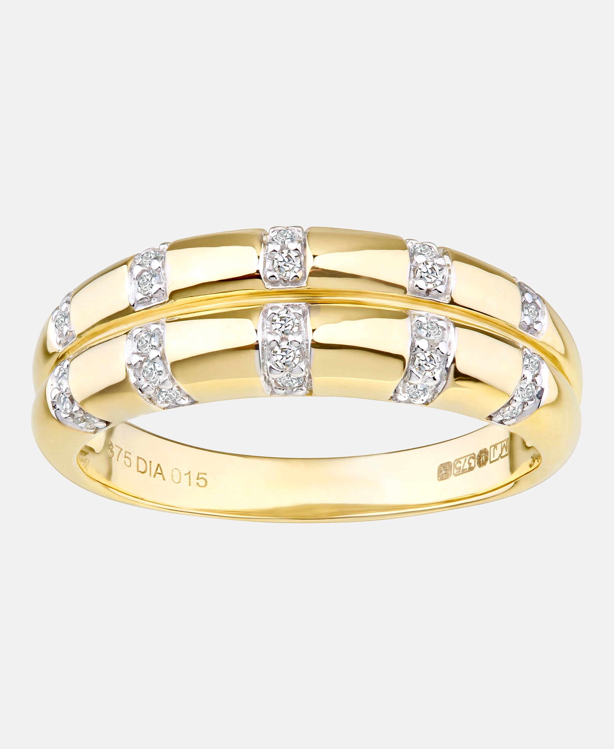Ehering aus 375 Gelbgold mit Diamant