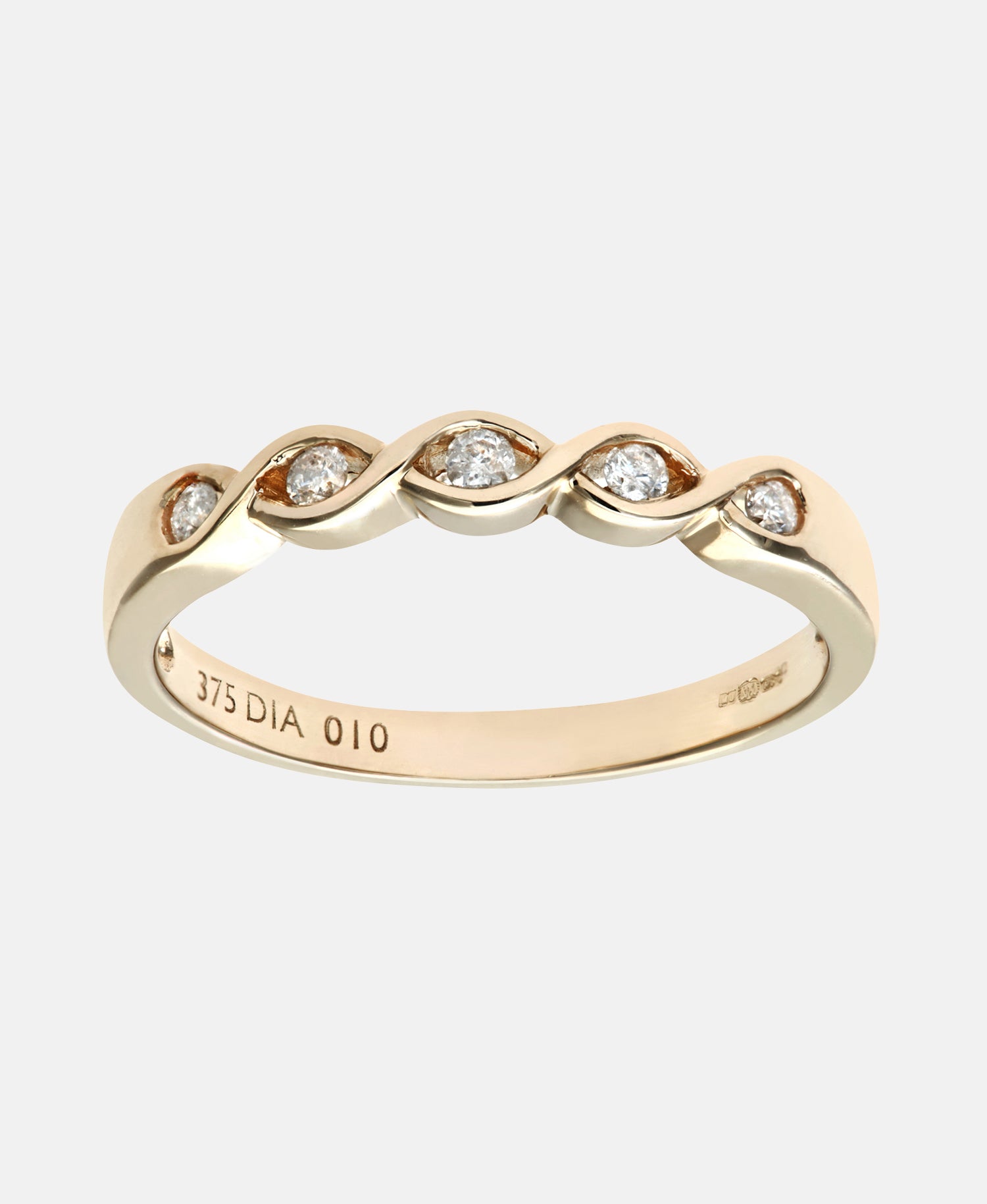 Eternity-Ring aus 375 Gelbgold mit 0.10 Karat Diamant gedreht