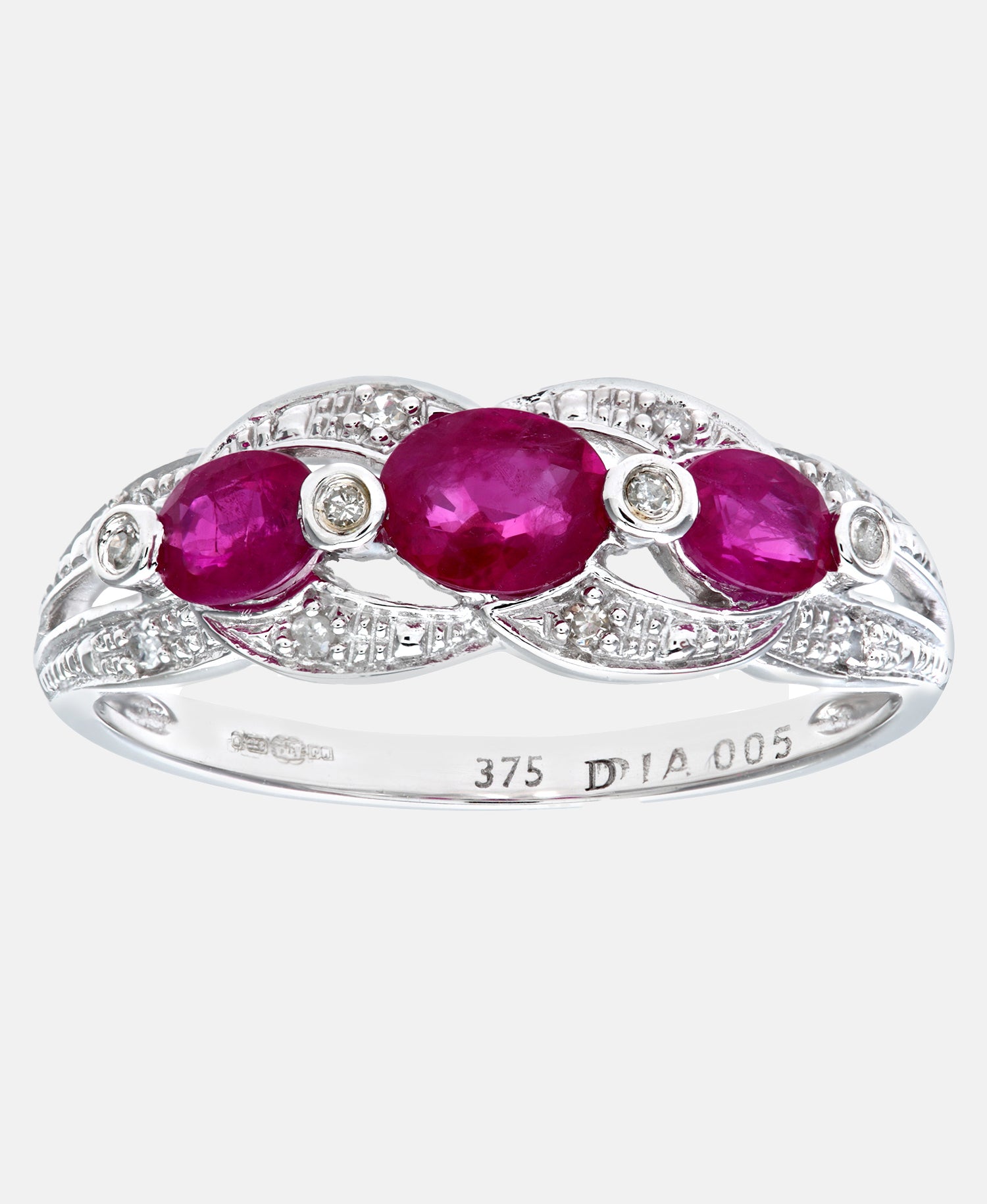 Ring aus 375 Weißgold mit Diamant mit Rubin
