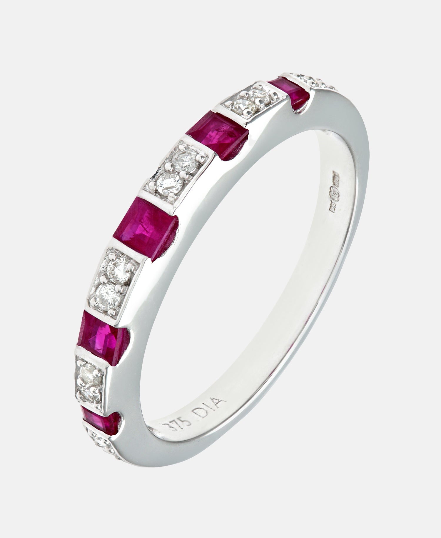 Eternity-Ring aus 375 Weißgold mit Diamant mit Rubin