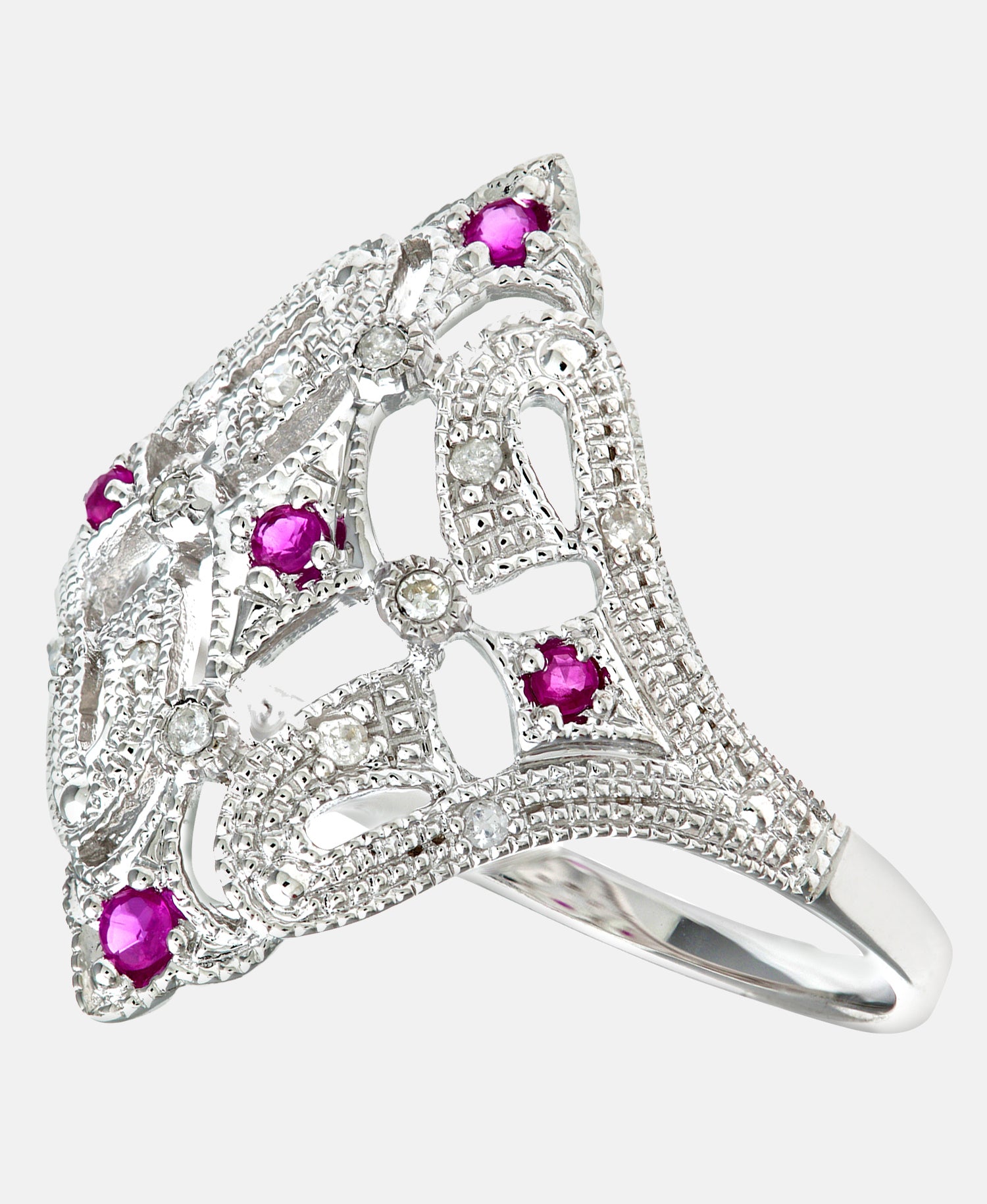 Ring aus 375 Weißgold mit Diamant mit Rubin
