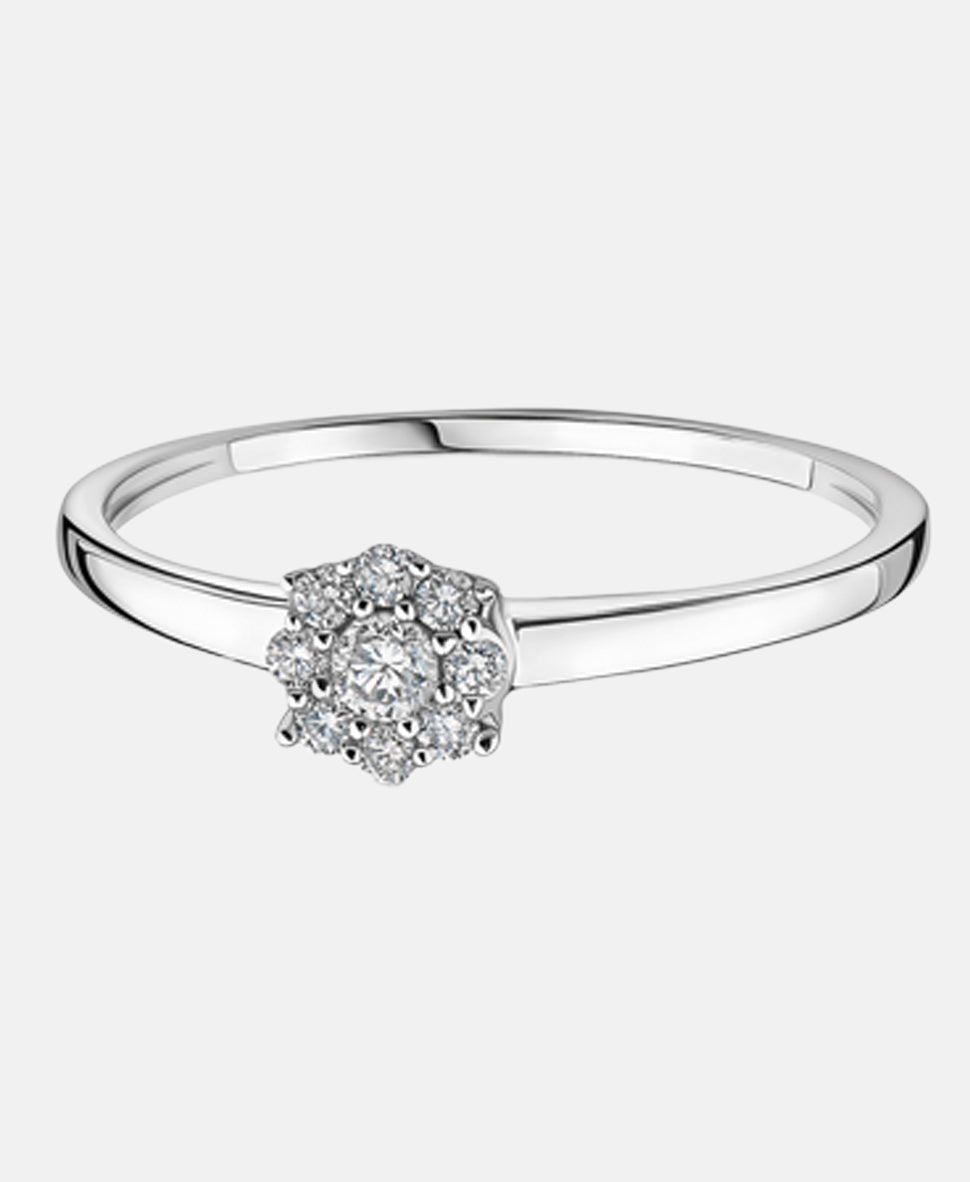 Ring aus 375 Weißgold mit Diamant
