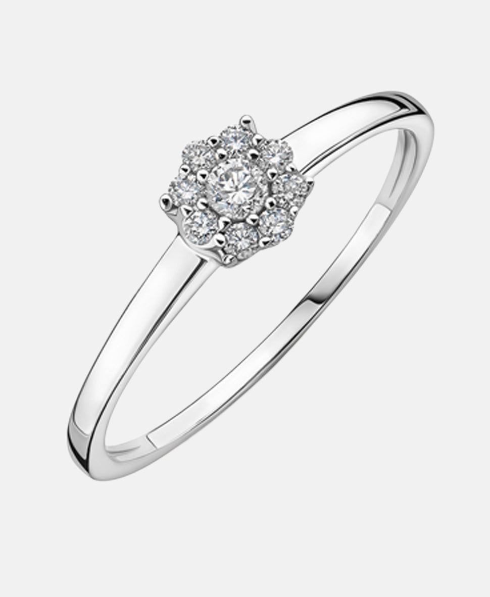 Ring aus 375 Weißgold mit Diamant