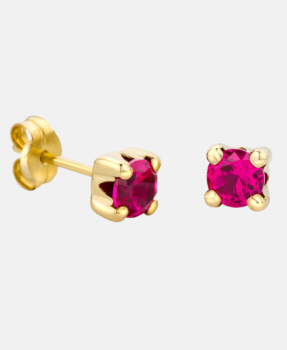 Ohrringe aus 375 Gelbgold mit Rubin
