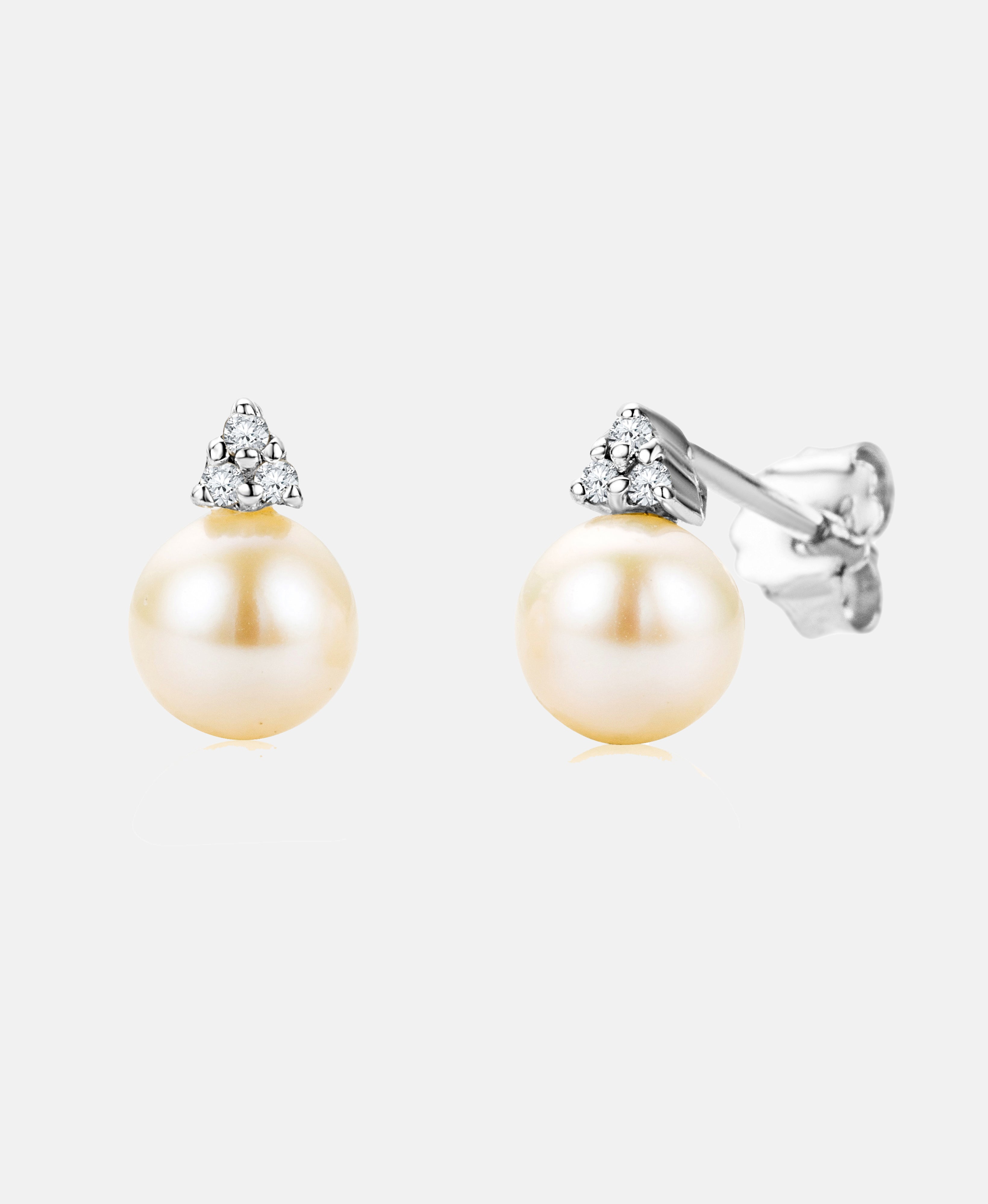Ohrstecker aus 375 Weißgold mit Diamant mit Perle