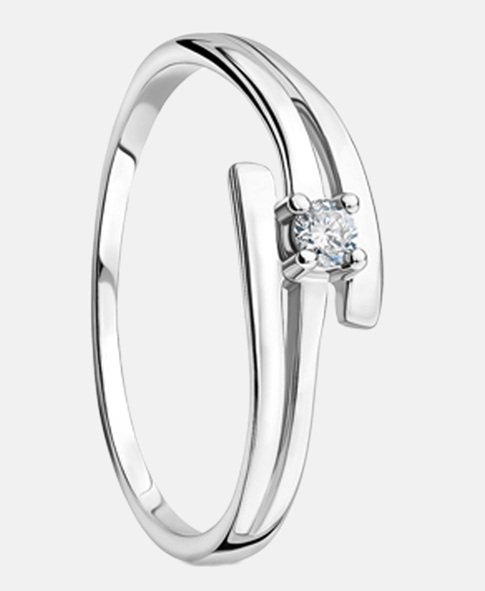 Ring aus 375 Weißgold mit Diamant