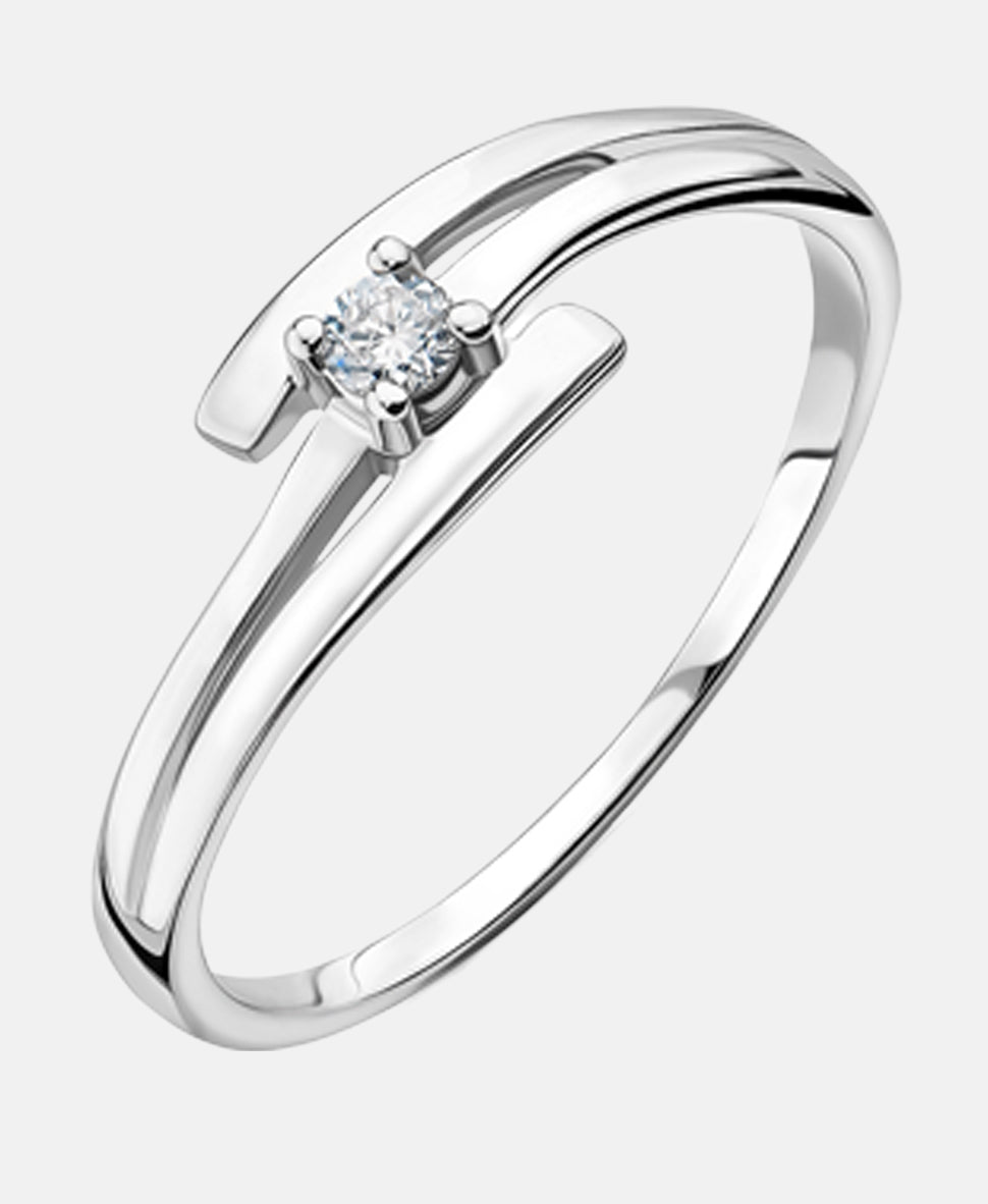 Ring aus 375 Weißgold mit Diamant