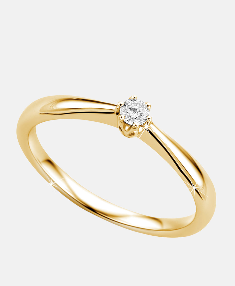 Solitär-Ring aus 375 Gelbgold mit 0.09 Karat Diamant