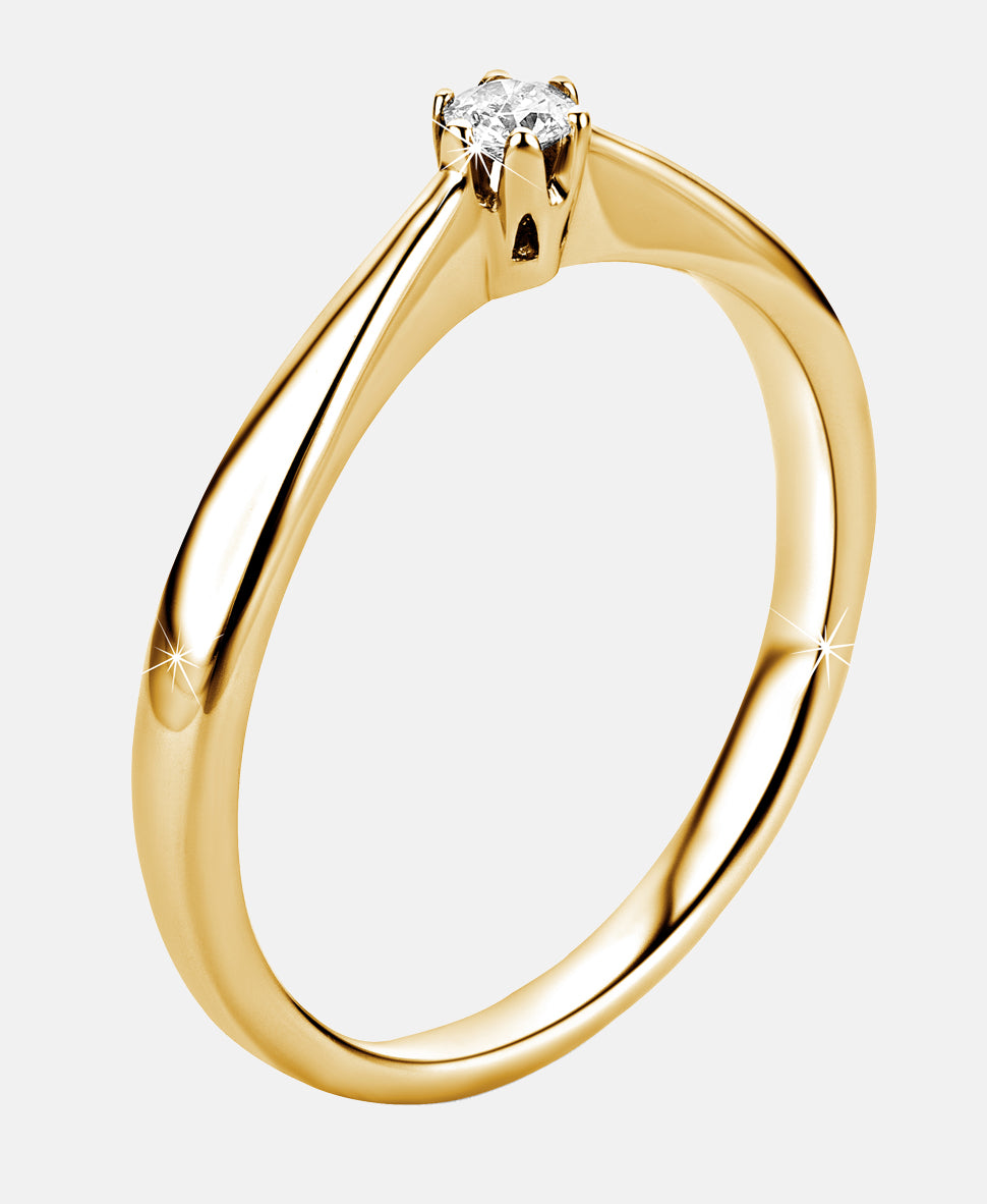 Solitär-Ring aus 375 Gelbgold mit 0.09 Karat Diamant