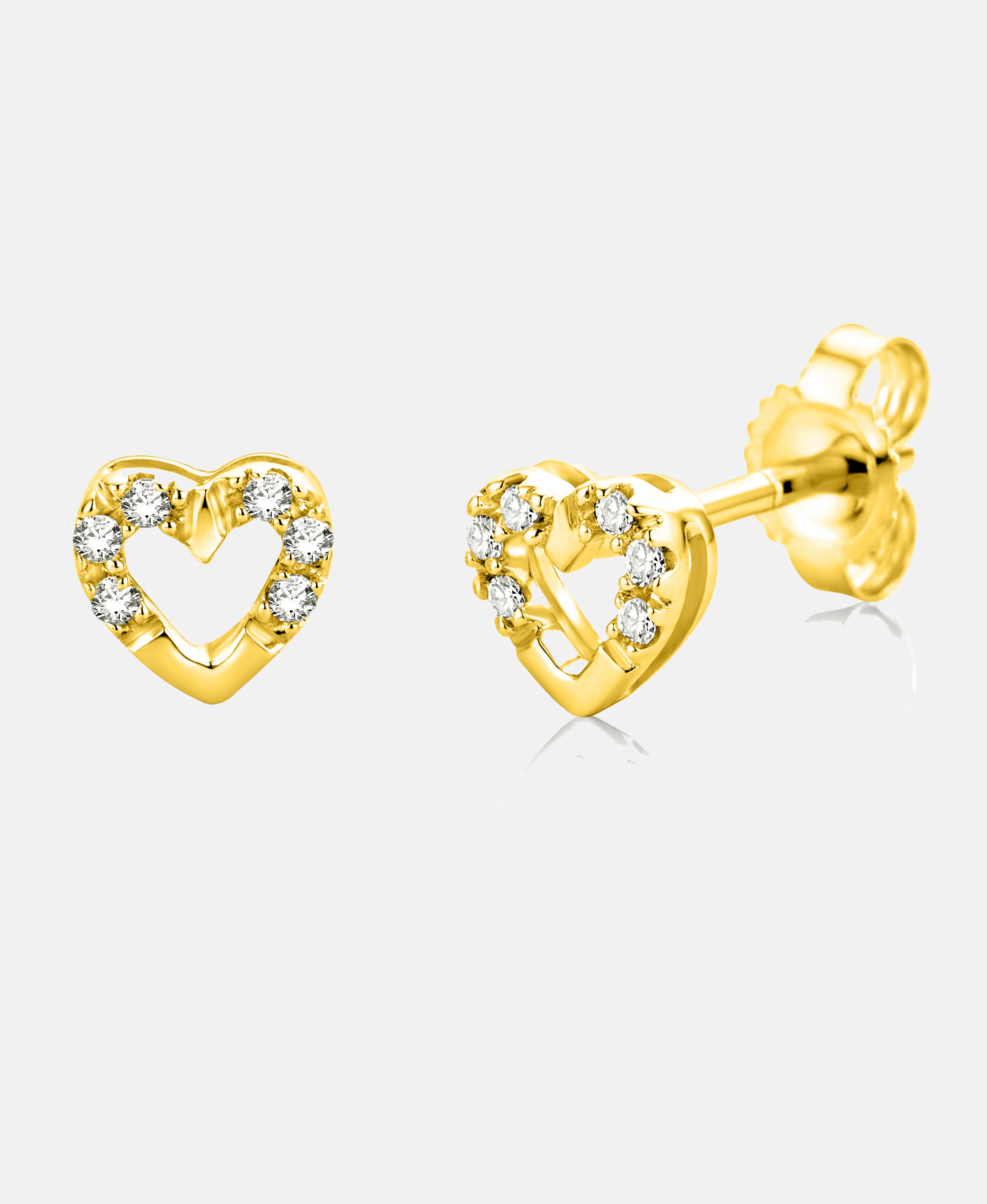 Ohrringe aus 375 Gelbgold mit Diamant Herz-Design