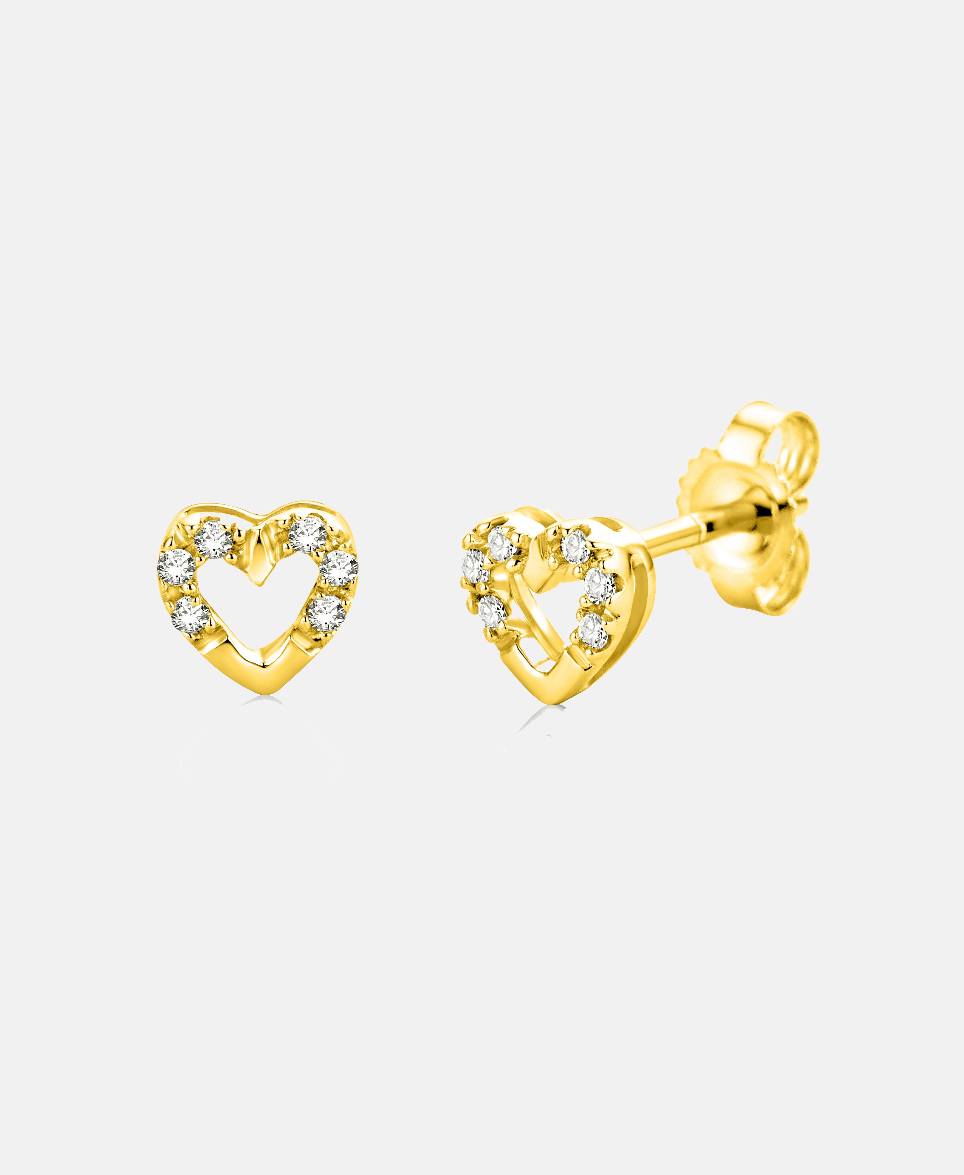 Ohrringe aus 375 Gelbgold mit Diamant Herz-Design