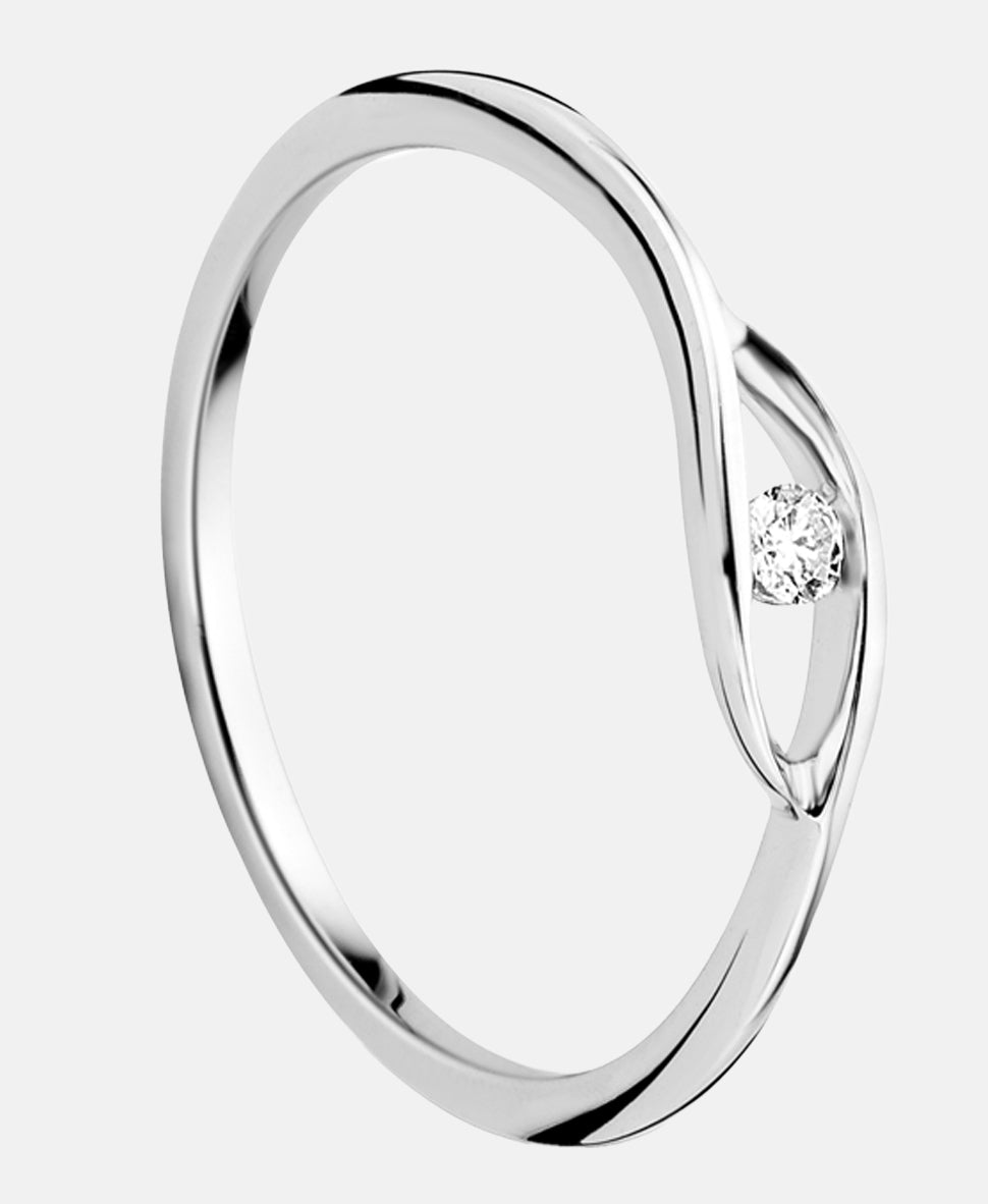 Ring aus 375 Weißgold mit Diamant
