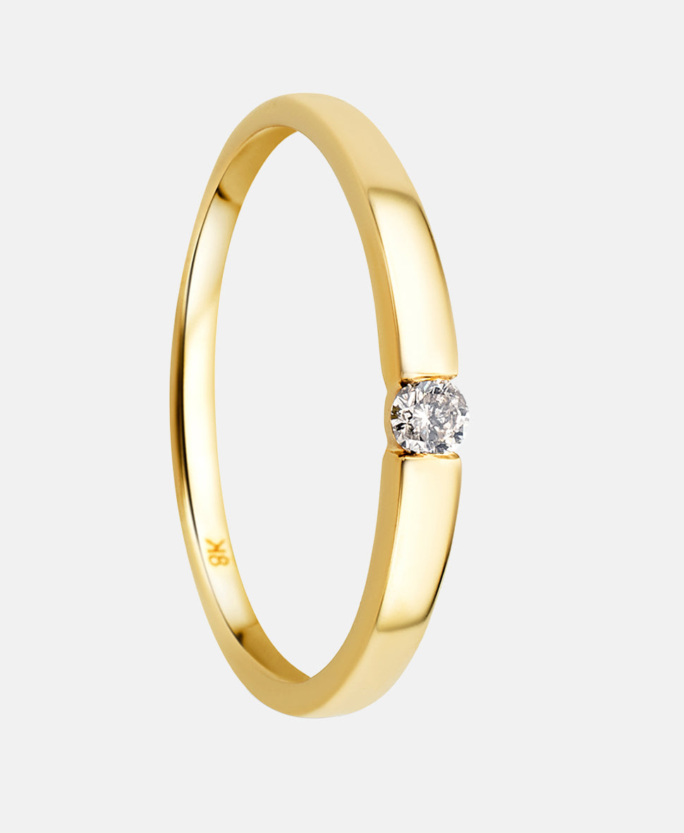 Ring aus 333 Gelbgold mit 0.05 Karat Diamant