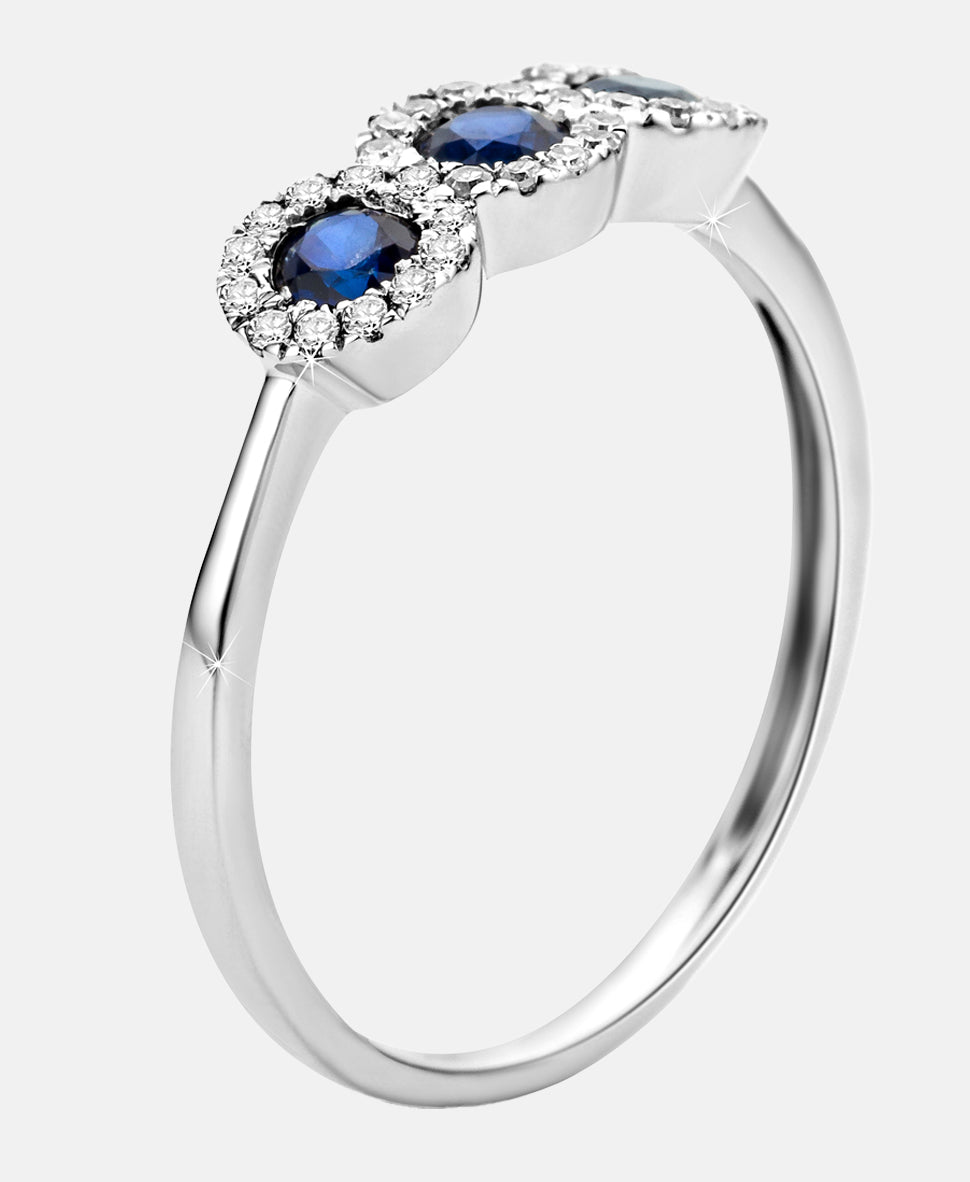 Ring aus 375 Weißgold mit Diamant mit Saphir