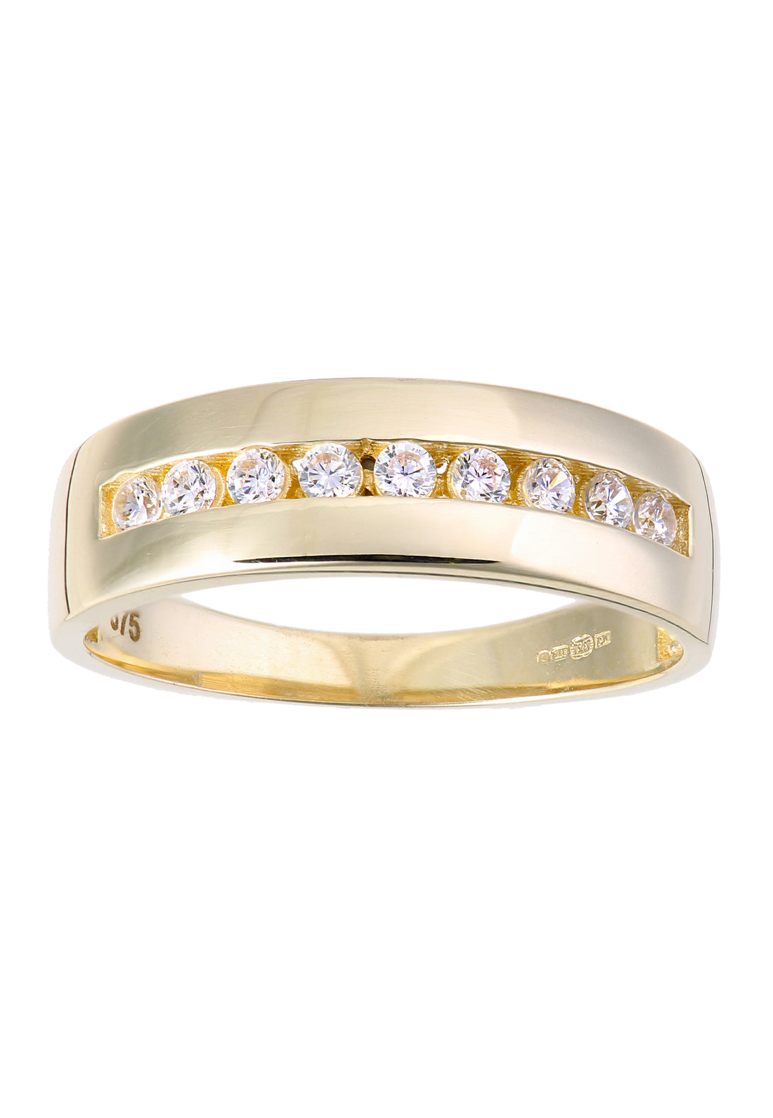 9 ct Yellow Gold Wedding Band with Set CZ Stones