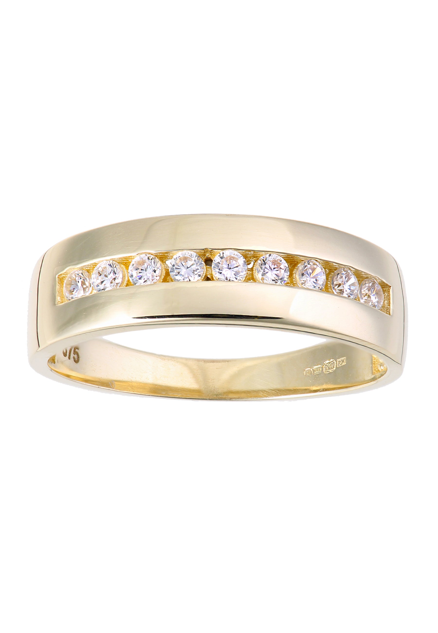 9 ct Yellow Gold Wedding Band with Set CZ Stones