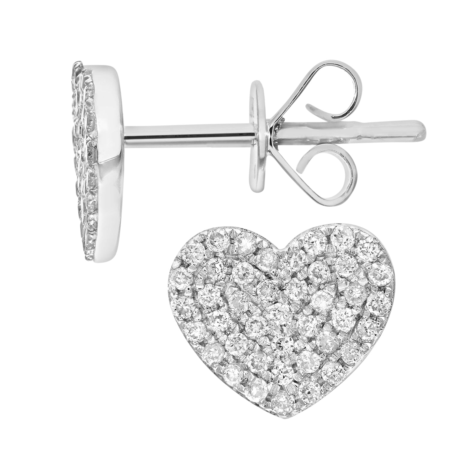 18ct White Gold 0.25ct Pave Set Diamond Heart Stud Earrings