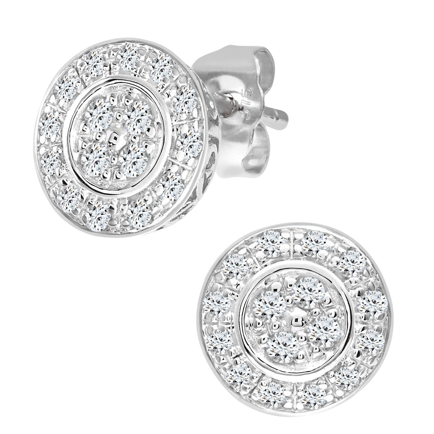 9ct White Gold Ladies Diamond Earrings