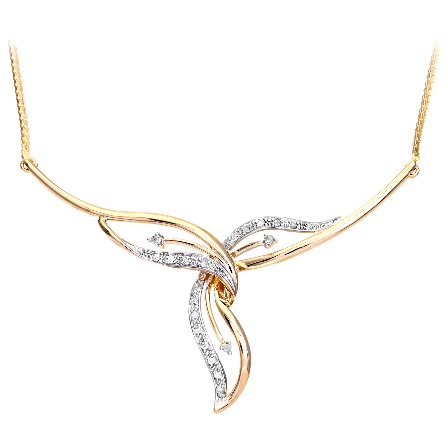 9ct Yellow Gold Ladies Diamond Necklace