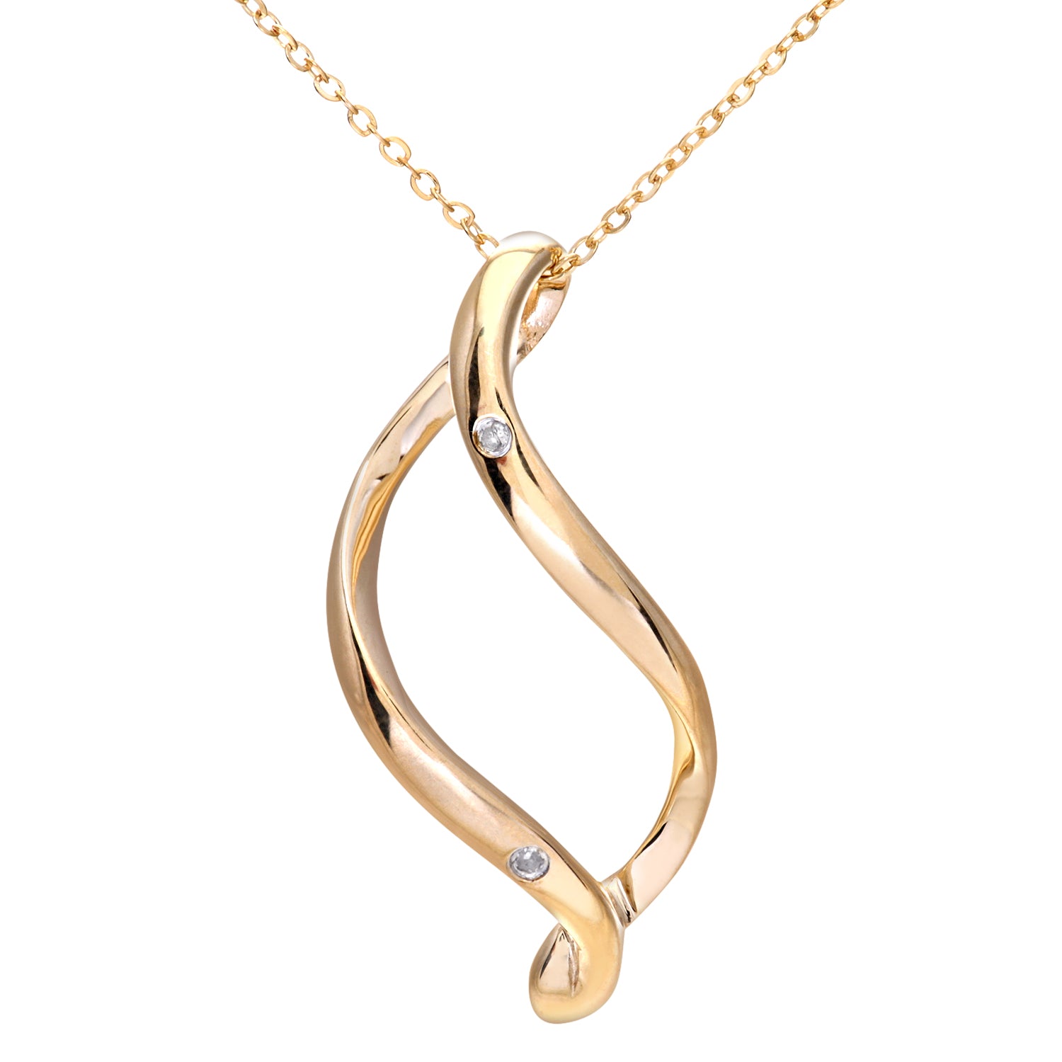 9ct Yellow Gold Diamond Open Pendant + 18" Trace Chain