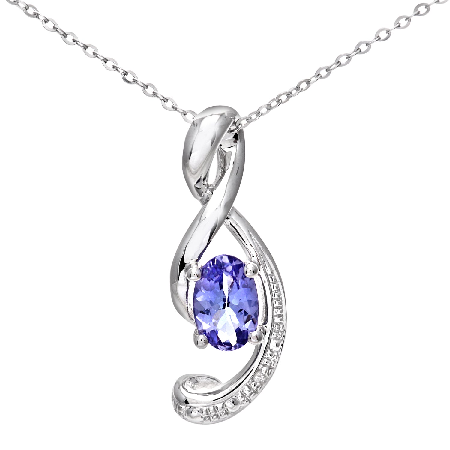 9ct White Gold Tanzanite Music Note Pendant with Diamond