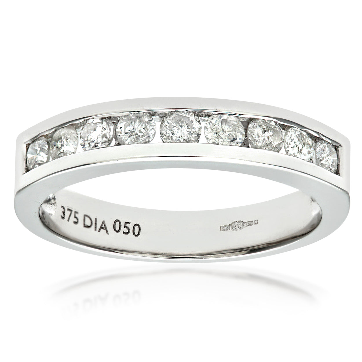 9ct White Gold Diamond Channel Set eternity Ladies Ring