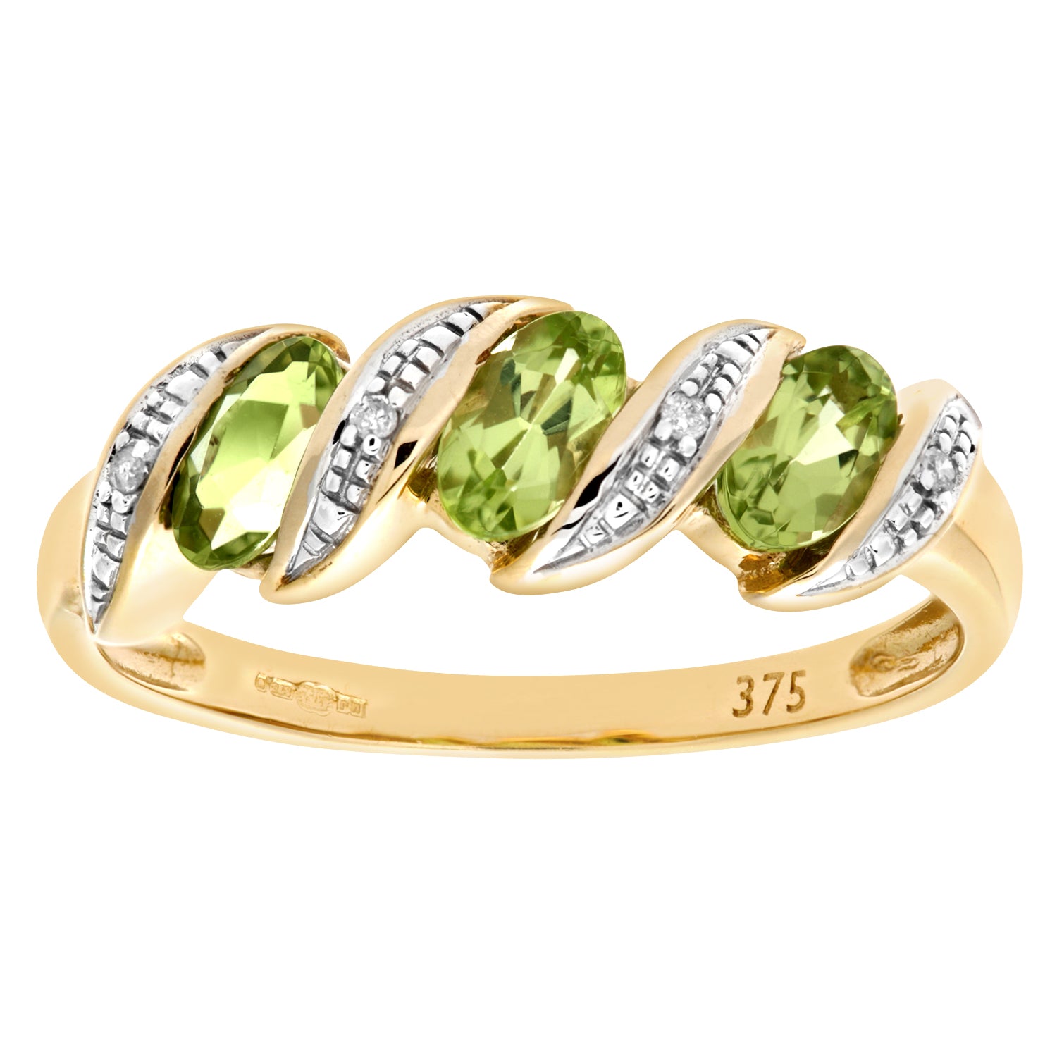 9ct Yellow Gold Diamond and Peridot Eternity Ladies Ring
