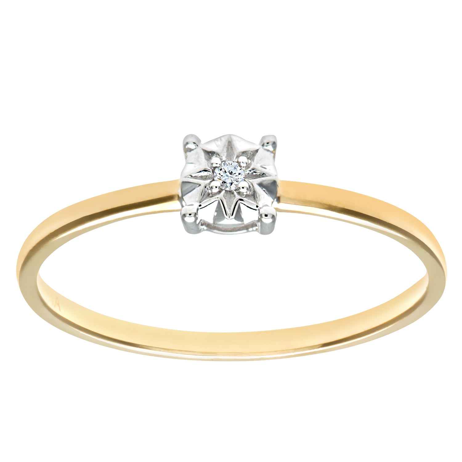 Ladies 9ct Yellow Gold Illusion set Diamond Solitare Ring