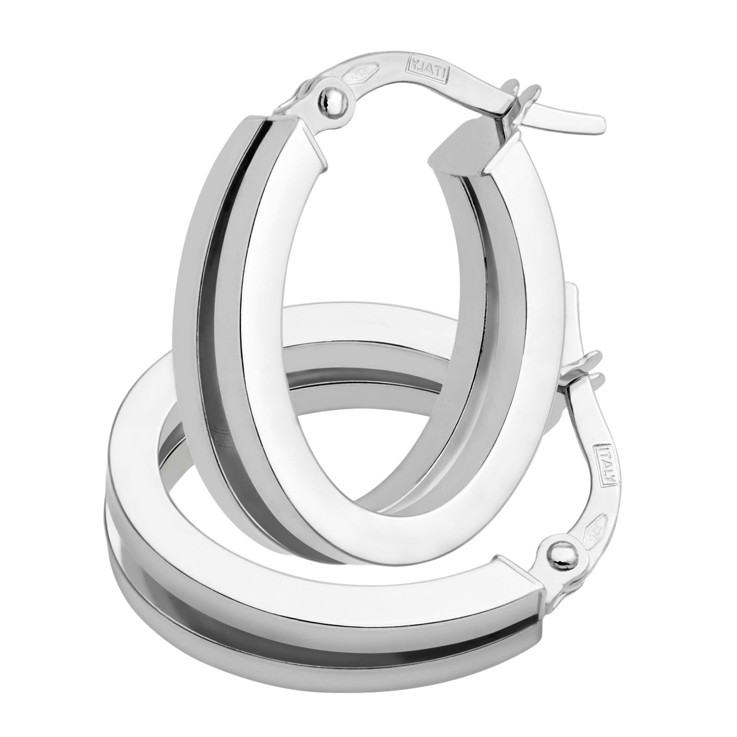 9ct White Gold Fine Split Oval Hoop Earrings