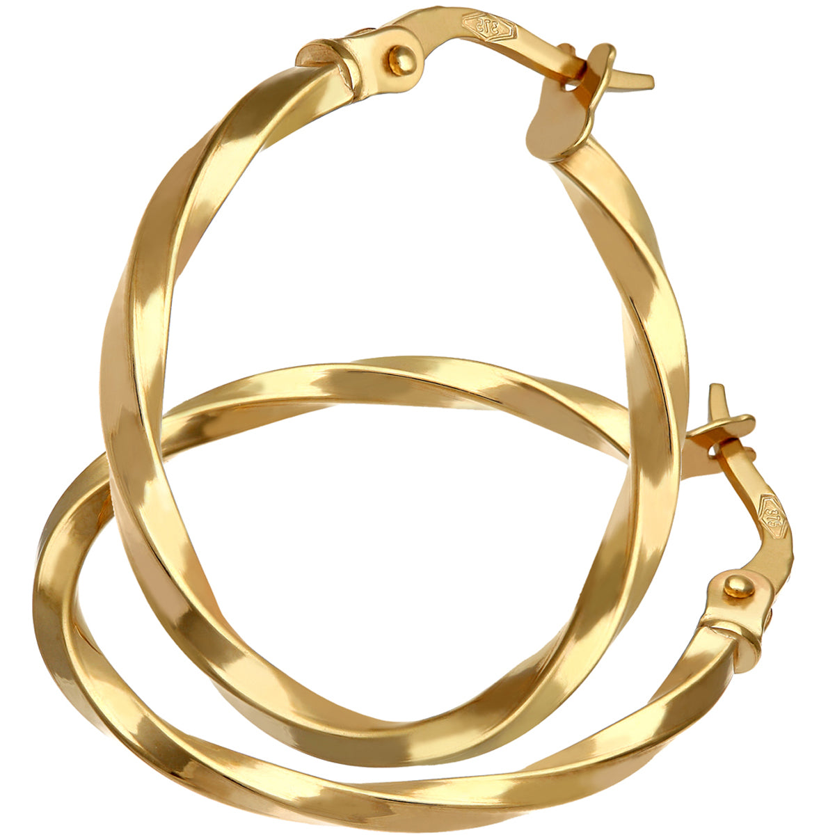 9ct Yellow Gold Twisted Hoop Earrings of 20mm Diameter