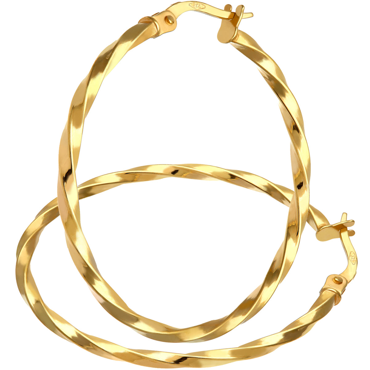 9ct Yellow Gold Twisted Large Hoop Earrings of 30mm Diameter