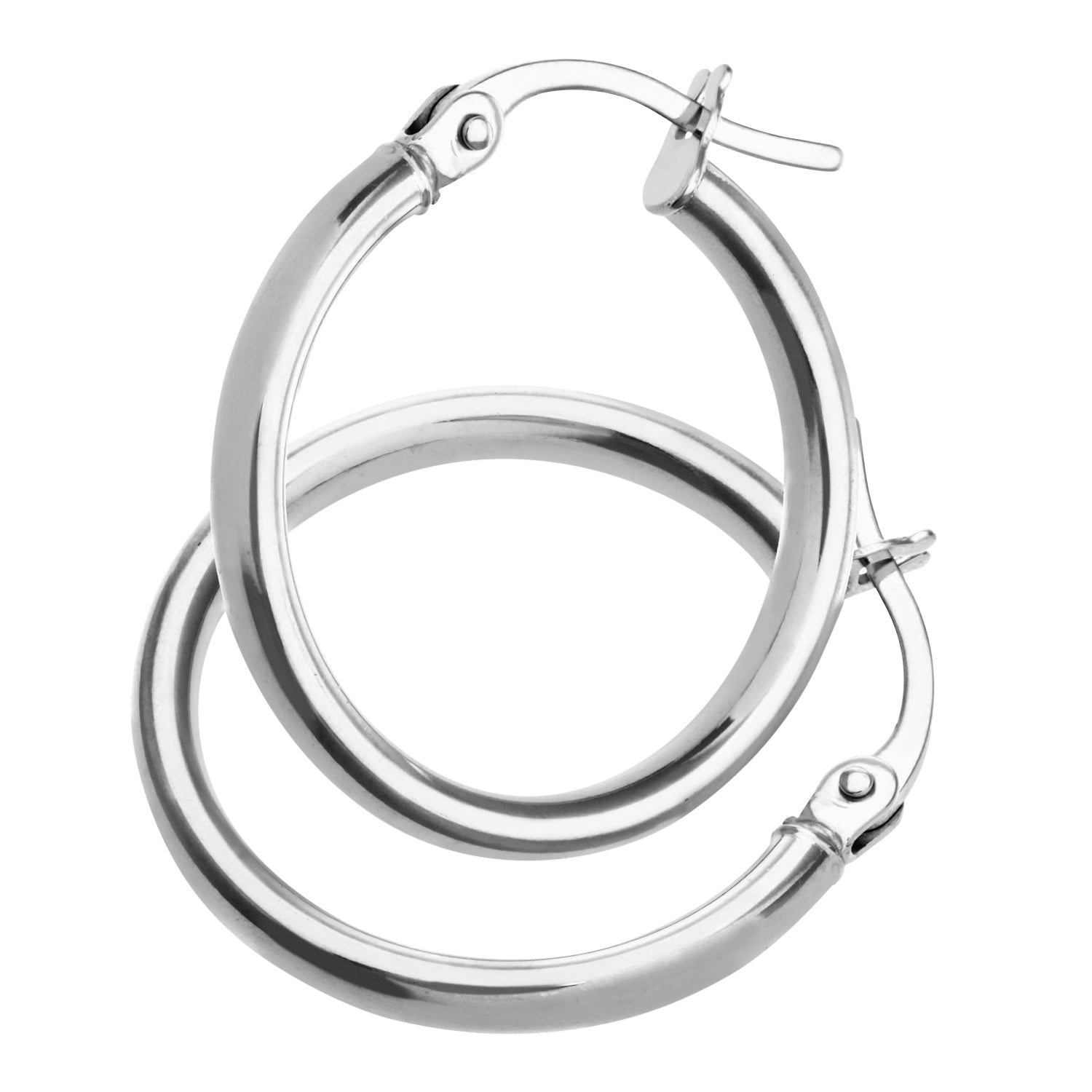 9ct White Gold Ladies Hoop Earrings