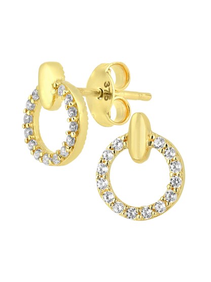 Stud earrings in 375 (9K) Yellow Gold with Cubic Zirconia