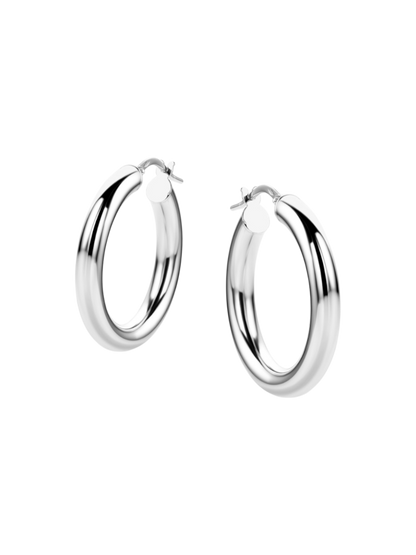 Hoop earrings in 585 (14K) White Gold