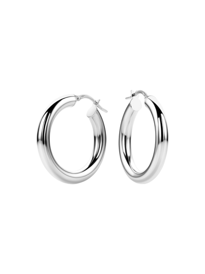 Hoop earrings in 585 (14K) White Gold