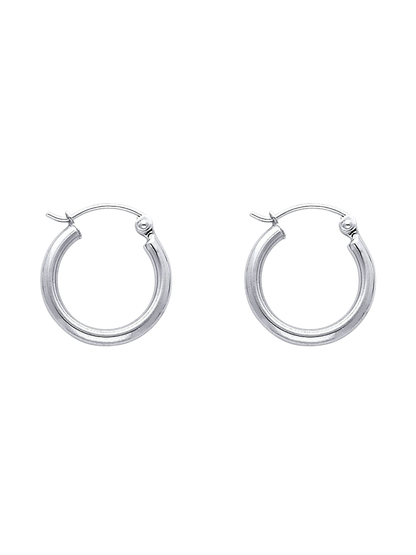 Hoop earrings in 585 (14K) White Gold