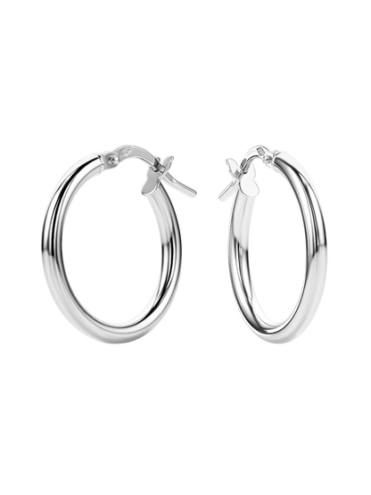 Hoop earrings in 585 (14K) White Gold
