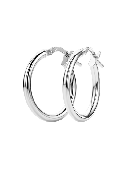Hoop earrings in 585 (14K) White Gold