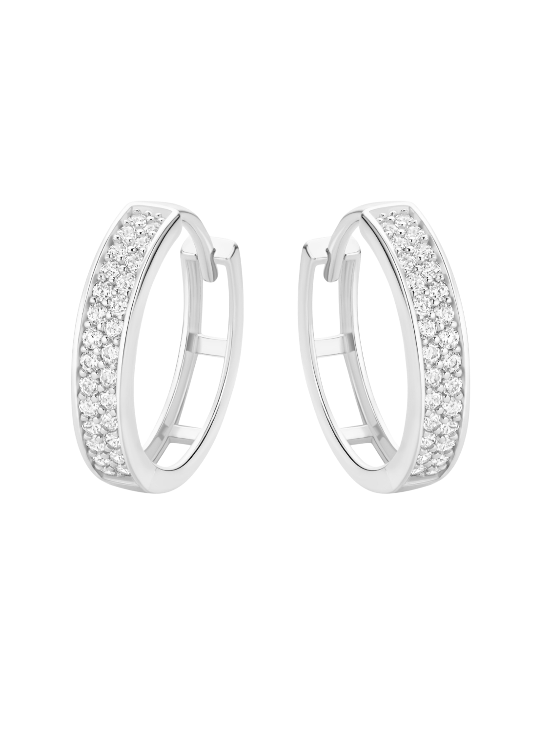 Hoop earrings in 375 (9K) White Gold with Cubic Zirconia
