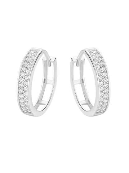 Hoop earrings in 375 (9K) White Gold with Cubic Zirconia