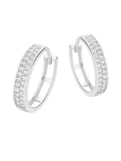 Hoop earrings in 375 (9K) White Gold with Cubic Zirconia