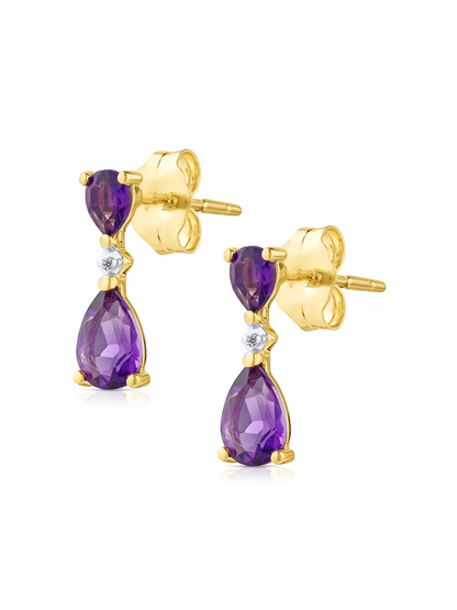 Ohrhänger, mit Amethyst, 375 Gelbgold