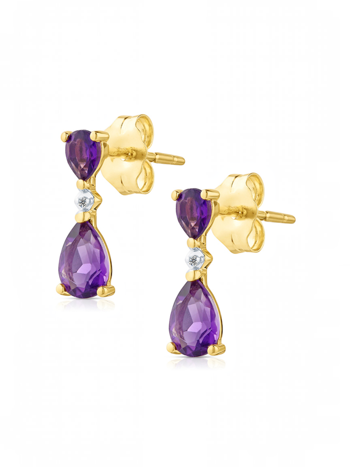 Ohrhänger, mit Amethyst, 375 Gelbgold