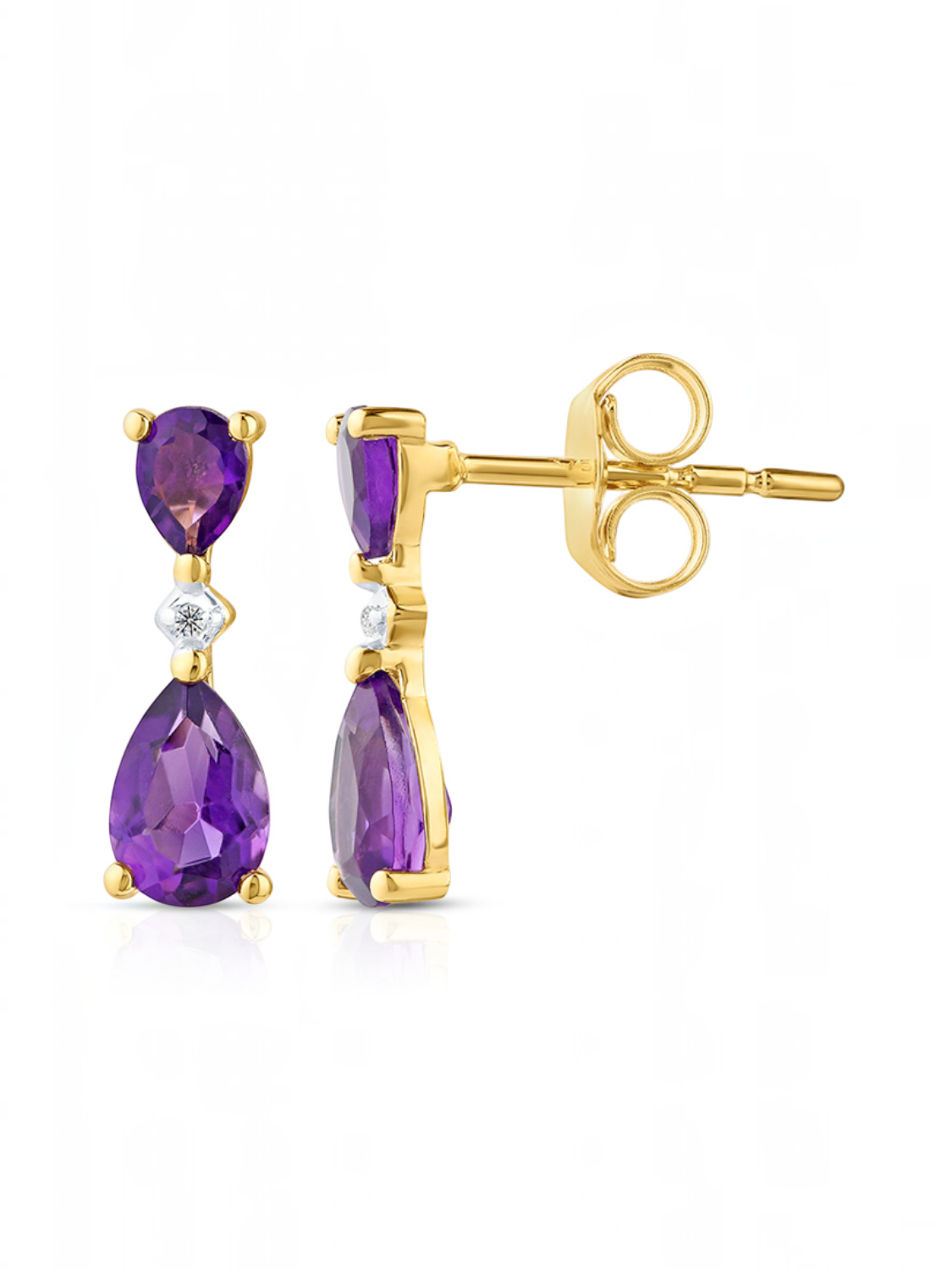 Ohrhänger, mit Amethyst, 375 Gelbgold