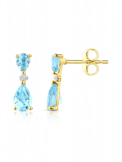 Ohrhänger, mit Blautopas, 375 Gelbgold